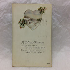 Vintage Postcard 1918 Christmas Heart Farm Scene Greeting OCP O.C.P.Co.  picture