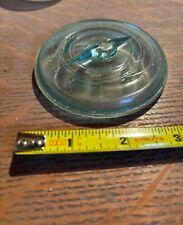 Vintage glass button top aqua canning jar lid.  Outside diameter 3 1/8”  picture