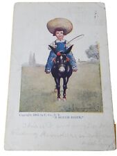 Antique Postcard A ROUGH RIDER Copyright 1905 U Co NY Burro Donkey Posted 1908 picture