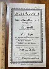 Vintage German program cabaret lectures artists concert comedy Gross-Coblenz picture