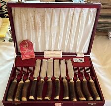 Cutlass Leppington Sheffield Stainless and Stag Horn Cutlery 12 Piece UNCASED picture