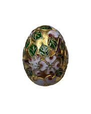 Vintage Chinese Decorative Cloisonné Egg Gold With Dogwood Floral Decoration picture