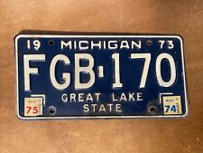 1973 1974 1975 Michigan License Plate # FGB-170 picture
