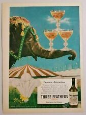 1947 Print Ad Three Feathers Whiskey Elephant at Circus Balances Glasses picture