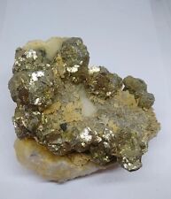 pyrite cluster in quartz 1lb 5oz picture