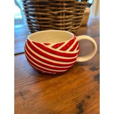 Starbucks 2013 Red and White Stripe Swirl Coffee Cocoa Ceramic Mug 12 oz picture