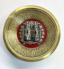 Vintage Brass & Colorful Enamel Plate Torah Ten Commandments Judica Jerusalem picture