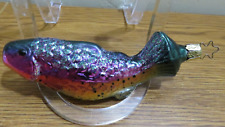 Inge Glas Vintage Glass Rainbow Trout FISH Ornament  ~ PURPLE PINK YELLOW picture