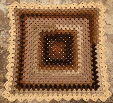 VINTAGE CROCHETED TABLE TOPPER ( 23” x 23” ) EARTH TONES picture