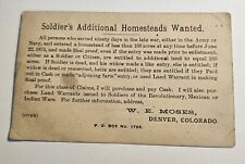 Soldier's Homesteads Wanted (Civil War Era) Antique Business Card picture