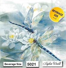 (5021) TWO Paper BEVERAGE / COCKTAIL Decoupage Art Craft Napkins - DRAGONFLY picture