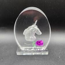 Vintage Y2K 1990s Acrylic Unicorn Paperweight Figurine Clear Bust picture