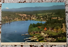Lake Stevens Washington Aerial Photo Mt Baker in Distance Vtg Postcard Unused picture