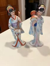 Vintage Capodimonte Porcelain Geisha Lady Figurines Musicians Korea  7”H LOT 2 picture
