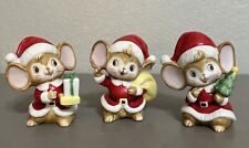 Vintage Homco Christmas Santa Mice Figurines Set Of 3  Ceramic Figurines #5405 picture