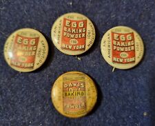 4 EARLY PINBACKS DIFFERENT STYLES FOR BAKING POWDER. picture
