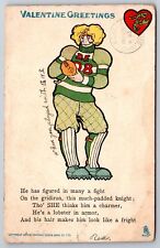 Valentine~Padded Football Knight~Nose Guard~Lobster Limerick~TUCK~1909 picture