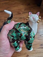WhimsiClay Amy Lacombe Cat Figurine 2004 Linda Willitts #86137 Green Leaves RARE picture
