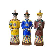 Chinese Color 3 Standing Ching Qing Emperor Kings Figure Set ws2131 picture