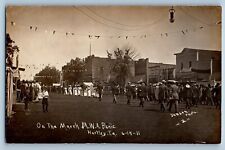 Hartley Iowa IA Postcard RPPC Photo On The March M W A Picnic 1911 Antique picture