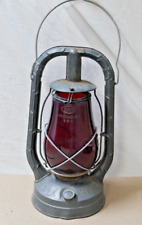 Vintage Dietz New York Monarch Red Glass Globe Kerosene Lantern 