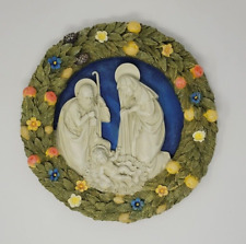 11.5” Toscano Holy Family Nativity Tondo by Della Robbia Wall Sculpture Plaque picture