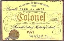 Honorable Order of Kentucky Colonels Membership Card 1971 Jack Ware Colonel picture