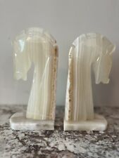 Pair Of 1960’s Vintage,Carved Onyx, Horse book ends, Heavy And Stunning picture