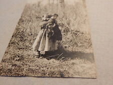 VTG 1920S 30S RPPC REAL PHOTO POSTCARD SMALL INDIAN GIRL WITH PAPOOSE NOT HAPPY picture