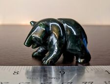 Vintage Carved Stone Grizzly Bear Native Zuni Face Deep Jade Color *BEAUTIFUL* picture