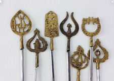 **Antique** 7 Turkish Skewers with Ornate Brass Designs** picture