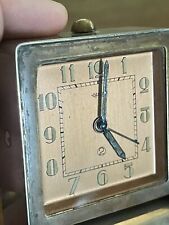 Jager Le Coultre Swiss Art Deco Traveling Clock 1930s Silvered Brass Case Alarm picture