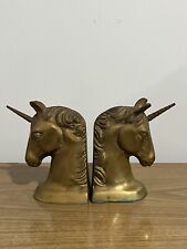 Pair Of Vtg Brass Unicorn Bookends picture