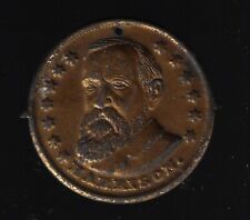 1888 or 1892 Benjamin Harrison Gold Presidential Campaign Tin Shell Disc w/ Tabs picture