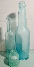 Three Old Aqua Glass Bottles Of Varying Sizes/Antique AB Beer Bottle And More picture