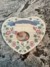 Vintage Heart Shaped  Wooden WELCOME Door Harp 3 Cord Folk Floral Home Decor picture
