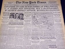 1942 JAN 12 NEW YORK TIMES - JAPANESE INVADE DUTCH INDIES AT 2 POINTS - NT 1550 picture