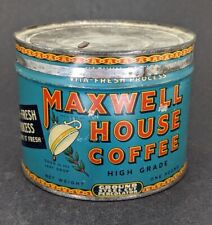 Vintage Maxwell House Coffee High Grade 1 lb Key Wind Orange Letters Vita-Fresh picture