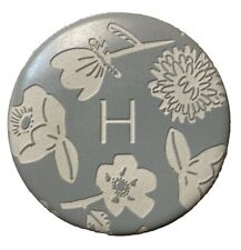Anthropologie Trinket Box Gray Floral Ceramic Initial D Flowers 2 Piece picture