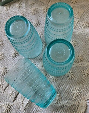 Aqua Blue Glasses Set of FOUR Pearl Beaded Food Network Godinger Lumina Highball picture