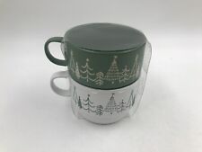 Prima Design Ceramic 18oz Green & White Winter Trees Coffee Mug Set BB01B35014 picture