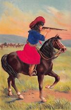 American Wild West Cowgirl Western Brunette Girl Bronco Hunting Vtg Postcard A57 picture