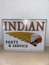 Vtg Metal Indian Motorcycle Sign Parts & Service Copyright 1997 USA MADE picture