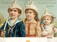 1894 Scott's Emulsion Victorian Advertising Calendar Top / Trade Card. Children picture