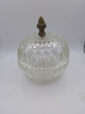 Vintage Indiana Glass Pressed Diamond Cut Clear Lidded Candy Dish-Mt. Vernon Pat picture