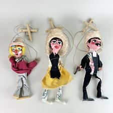 Lot of 3 Vintage Mexican Puppets Marionettes -  Paper Mache Decorations picture