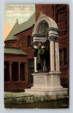 Boston MA- Massachusetts, Phillips Brooks Statue, Church, Vintage c1913 Postcard picture