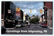 c1960 Greetings Shopping District Peninsula Exterior Ishpeming Michigan Postcard picture