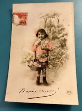 Girl Flowers Bonne Anne French Used Postcard picture