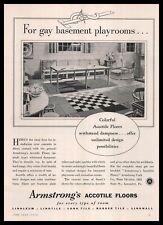 1934 Armstrong Accotile Checkerboard Floor Photo Gay Basement Playrooms Print Ad picture